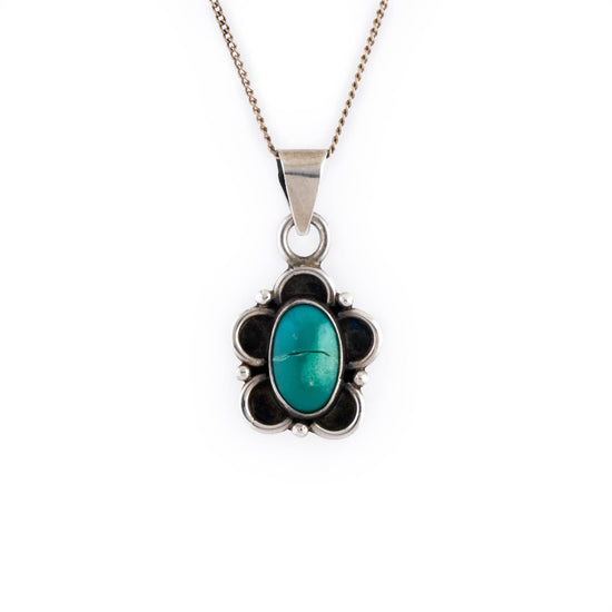 Petite Turquoise Flower Pendant - Kingdom Jewelry