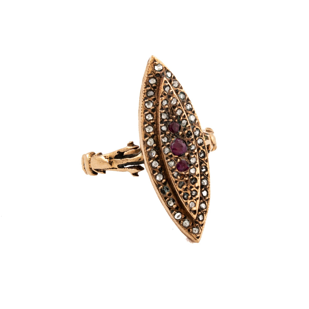 Pinchbeck Diamond Ruby Ring - Kingdom Jewelry