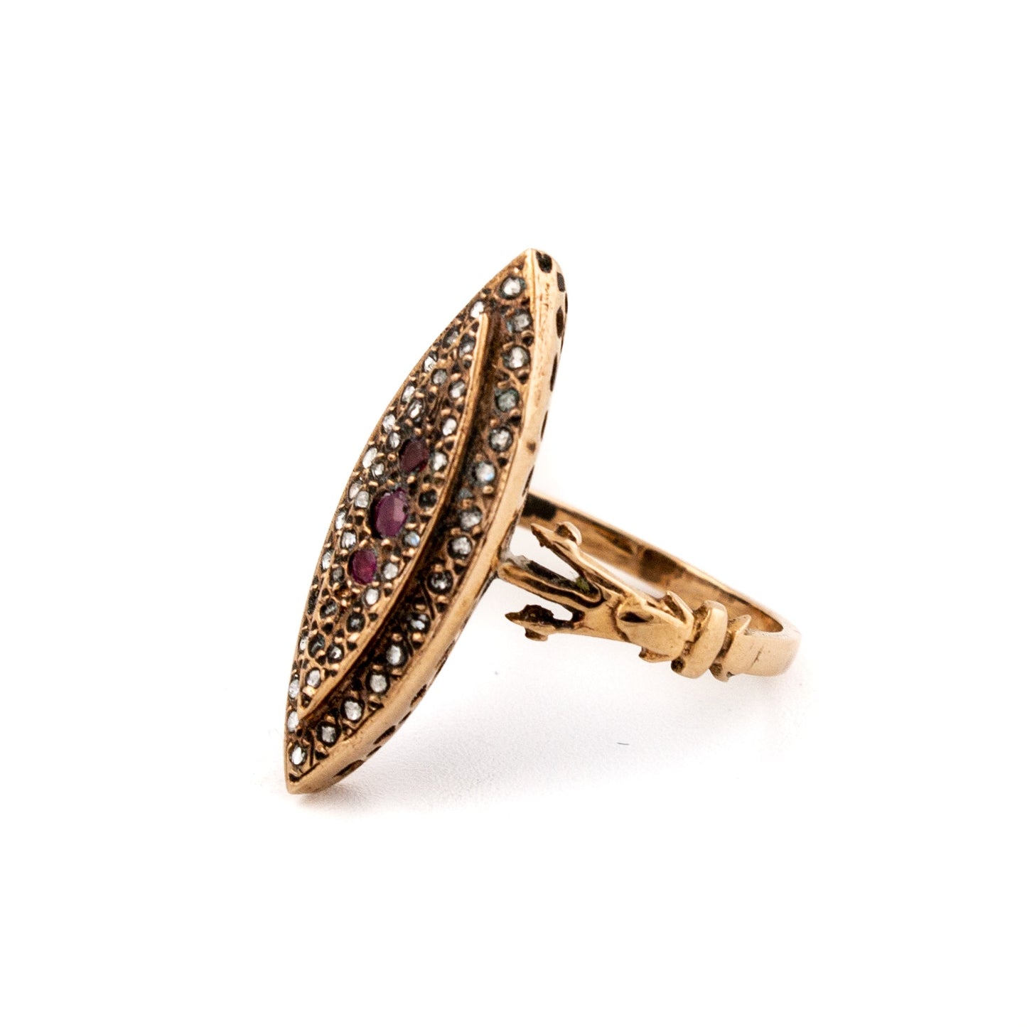 Pinchbeck Diamond Ruby Ring - Kingdom Jewelry