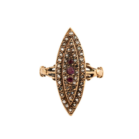 Pinchbeck Diamond Ruby Ring - Kingdom Jewelry