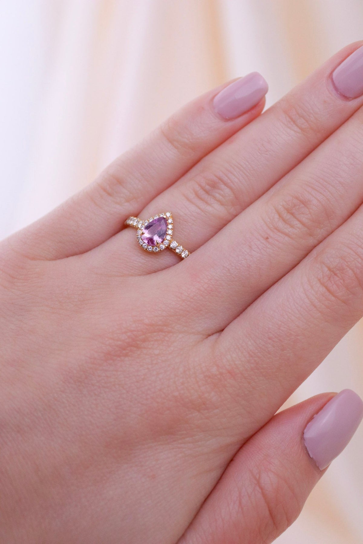 Pink Pear Engagement Ring - Kingdom Jewelry