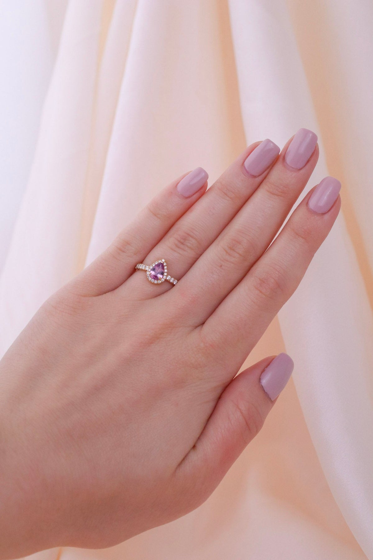 Pink Pear Engagement Ring - Kingdom Jewelry