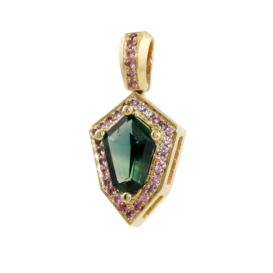 Pink x Green Sapphire Pendant 14k Gold - Kingdom Jewelry