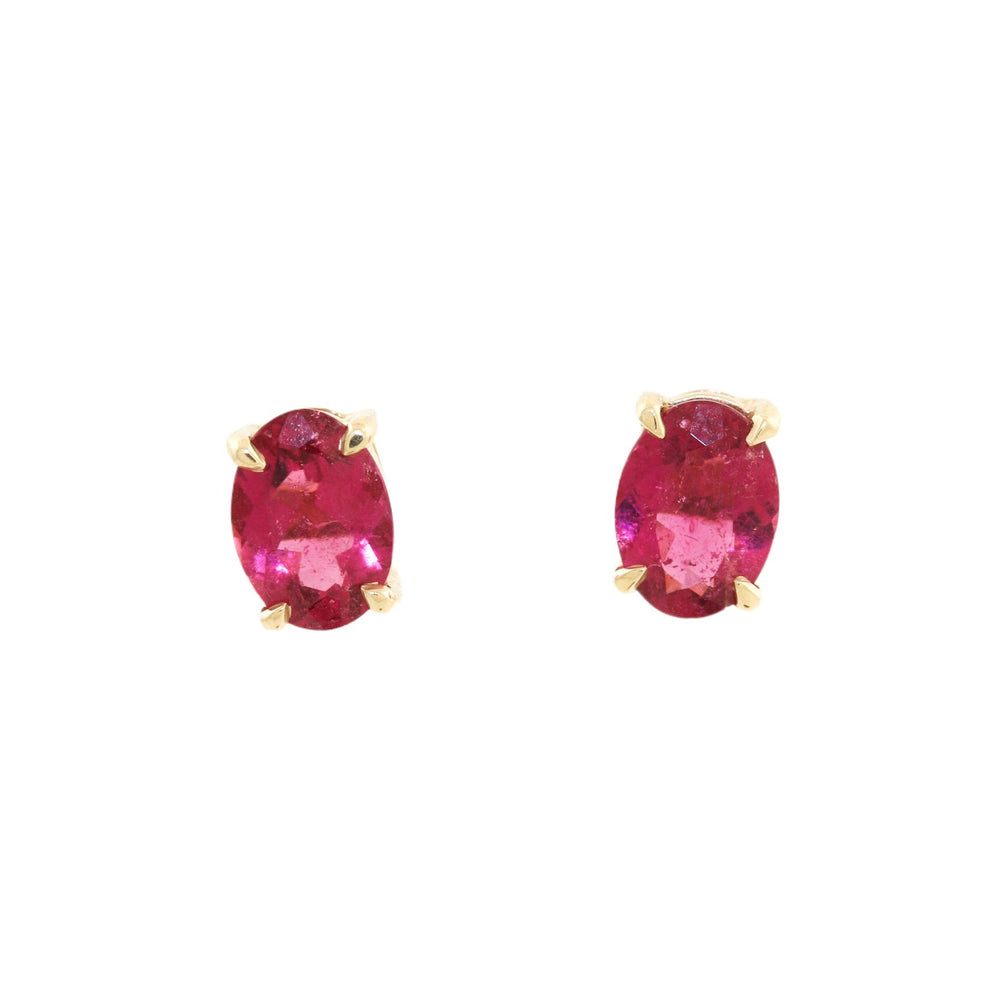 Pinkish Red Tourmaline studs 14k - Kingdom Jewelry