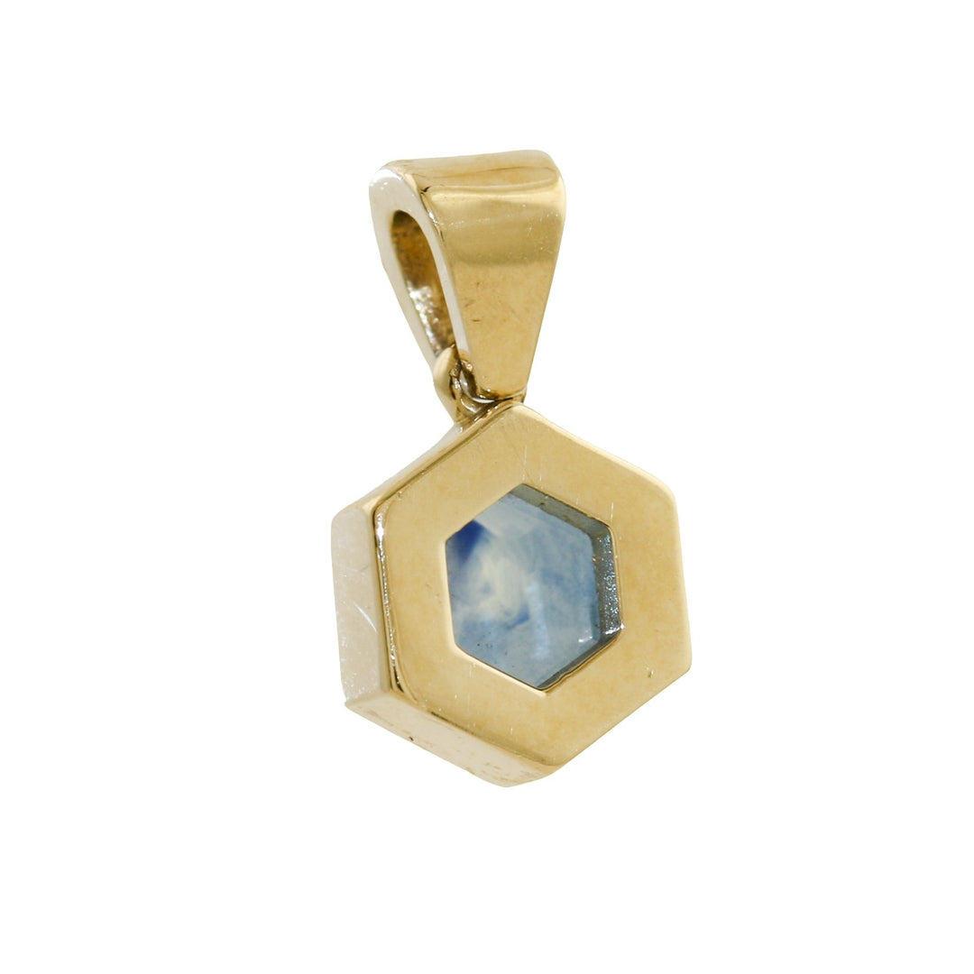 Portrait Cut Montana Sapphire & Diamond Pendant - Kingdom Jewelry