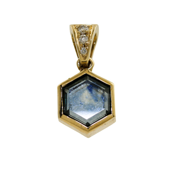 Portrait Cut Montana Sapphire & Diamond Pendant - Kingdom Jewelry