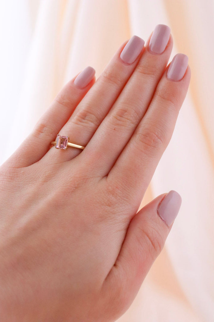 Princess-Cut Morganite Engagement Ring - Kingdom Jewelry