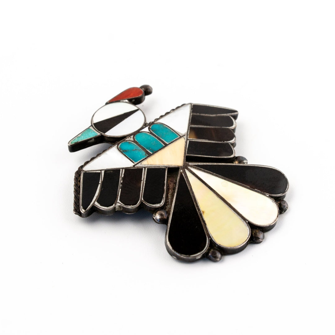 Quetzal Zuni Inlay Brooch Pin - Kingdom Jewelry