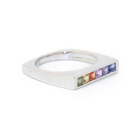 Load image into Gallery viewer, Rainbow Sapphire Square Band - Kingdom Jewelry
