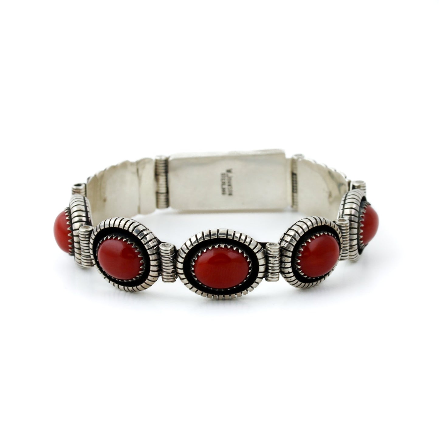 Red Coral Navajo Shadowbox Bracelet - Kingdom Jewelry