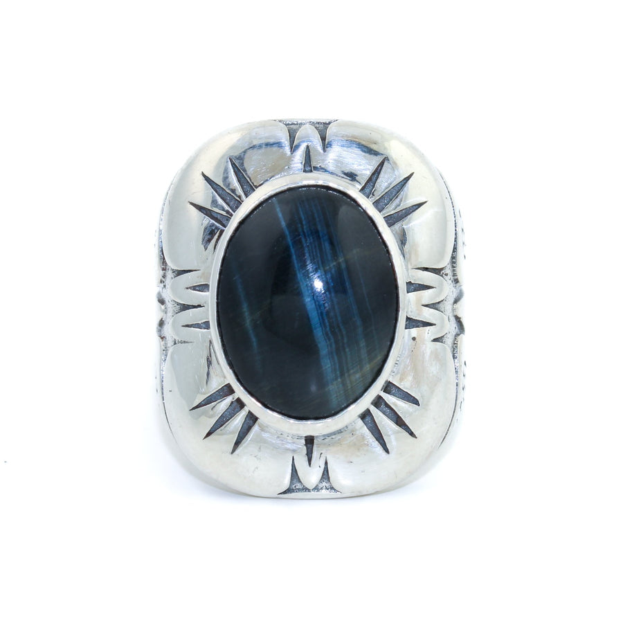 Remarkable "Grand Hoa" Ring x Blue Tiger's Eye by Kingdom - Kingdom Jewelry