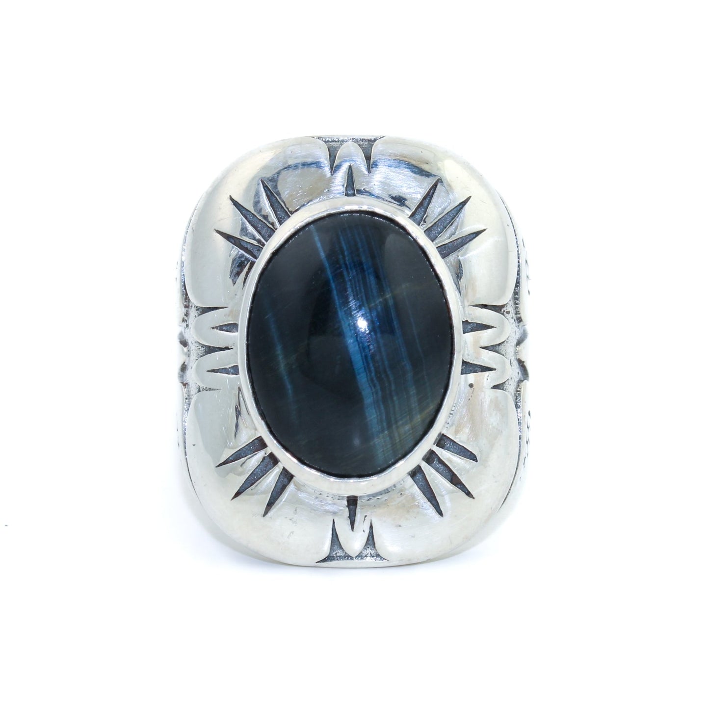 Remarkable "Grand Hoa" Ring x Blue Tiger's Eye by Kingdom - Kingdom Jewelry
