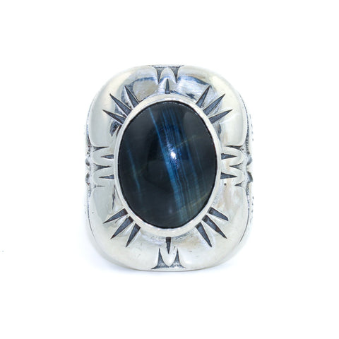 Remarkable "Grand Hoa" Ring x Blue Tiger's Eye by Kingdom - Kingdom Jewelry