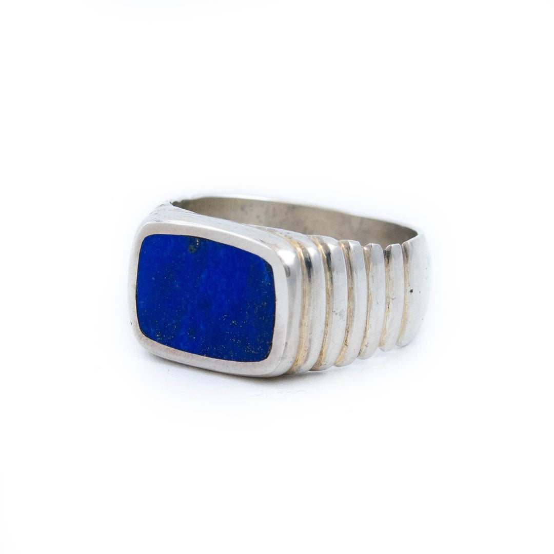 Ridged Lapis Inlay Ring - Kingdom Jewelry