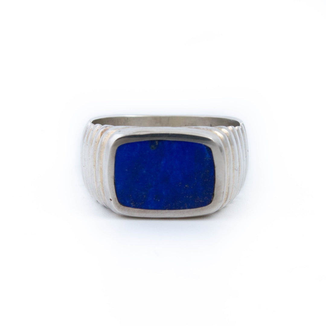 Ridged Lapis Inlay Ring - Kingdom Jewelry