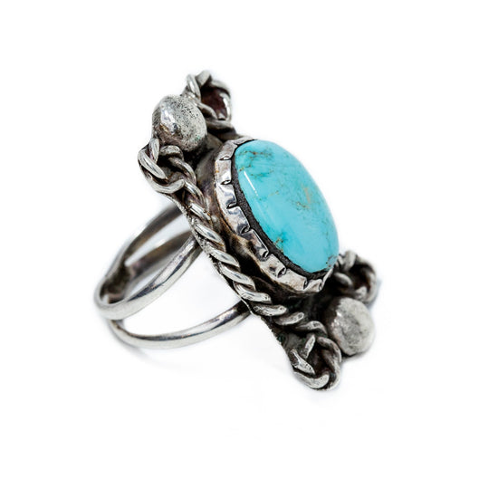 Rope Detailed Turquoise Ring - Kingdom Jewelry
