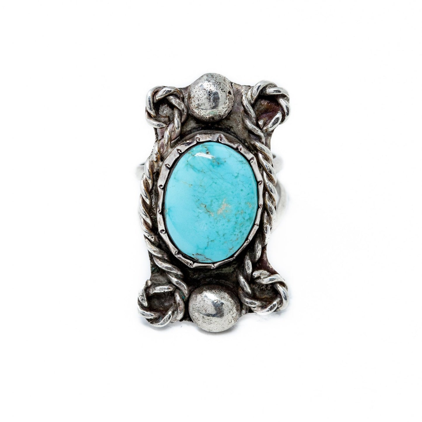 Rope Detailed Turquoise Ring - Kingdom Jewelry