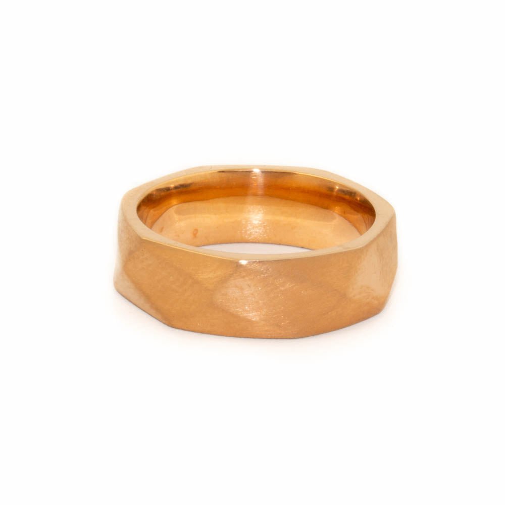 Rose Gold Broad Hand-Hammered Band - Kingdom Jewelry
