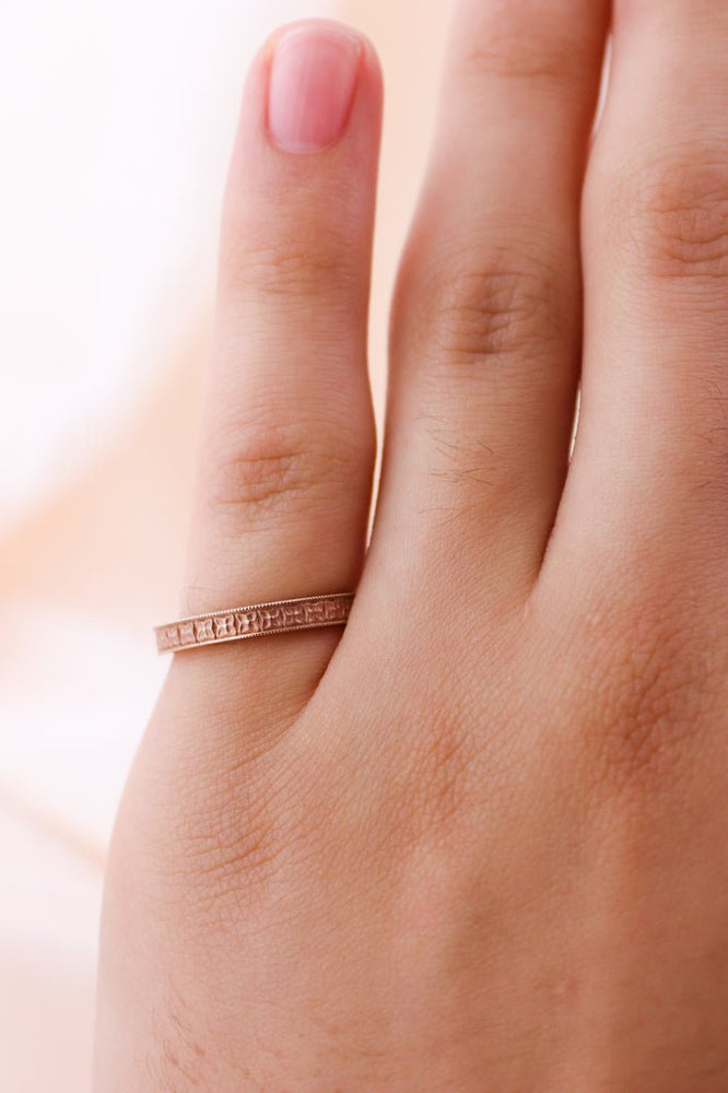 
                      
                        Rose Gold Slim Art-Deco Band - Kingdom Jewelry
                      
                    