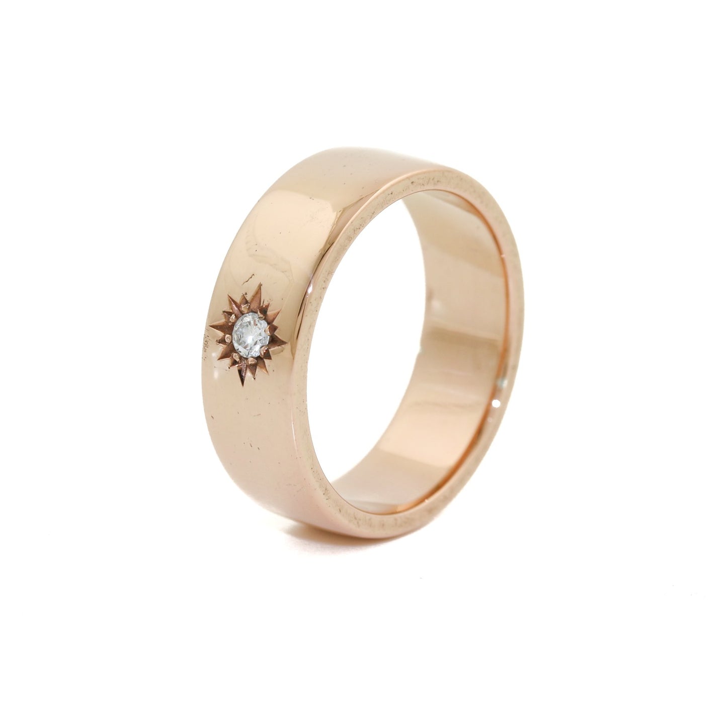 Rose Gold Victorian-Style Solitaire Diamond Band - Kingdom Jewelry