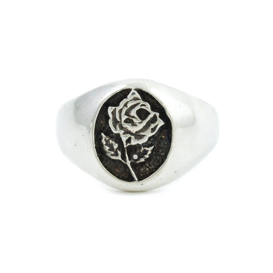 Rose Signet Ring Silver - Kingdom Jewelry