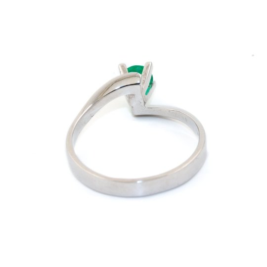 Round-Cut 18 KT White Gold Emerald Ring - Kingdom Jewelry