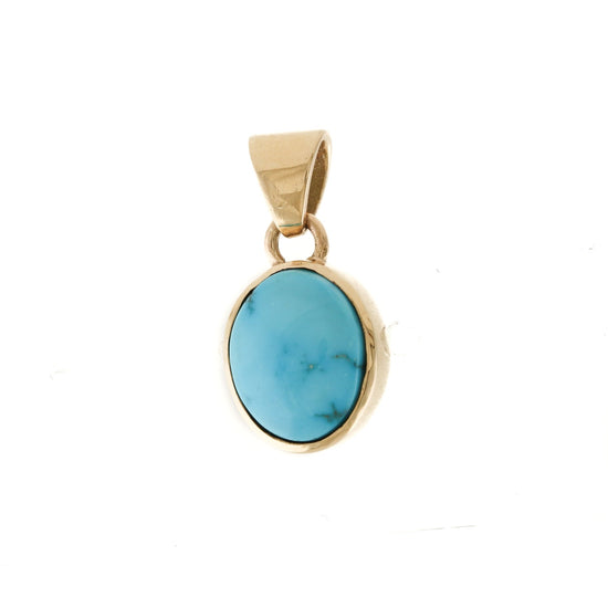 Round Egyptian Turquoise Pendant 14k Gold - Kingdom Jewelry