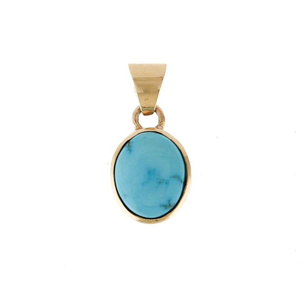 Round Egyptian Turquoise Pendant 14k Gold - Kingdom Jewelry