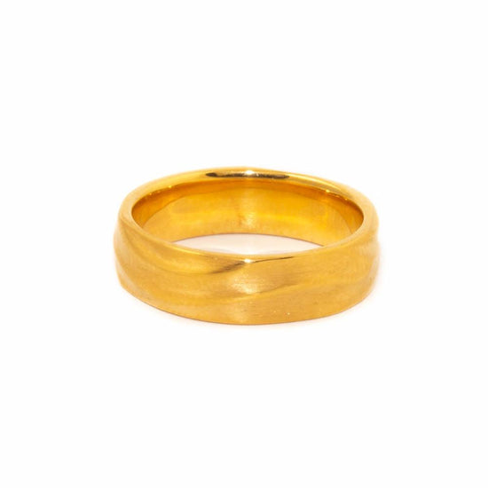 Load image into Gallery viewer, Sandgrain X Yellow Wedding Band - Kingdom Jewelry
