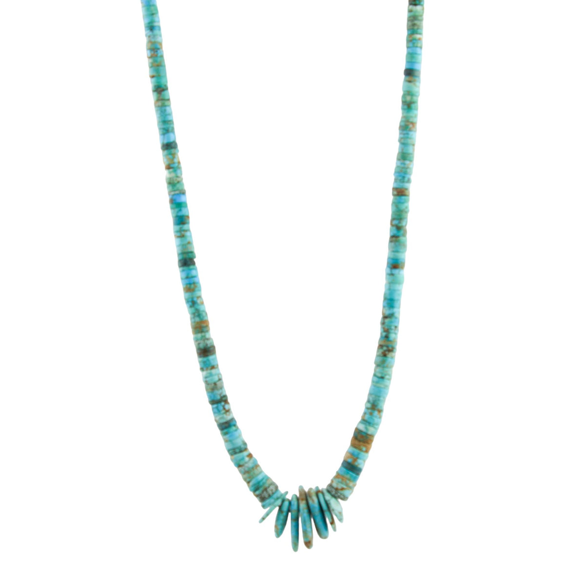 Collier vintage Santo Domingo (Kewa) avec pépites turquoises et Collier vintage Santo Domingo (Kewa) avec pépites turquoises et