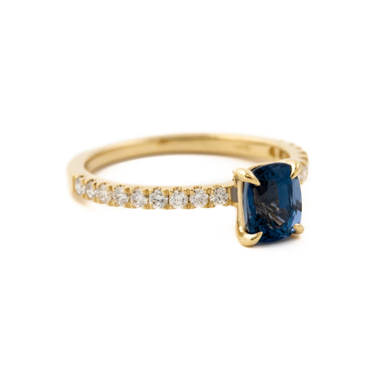Sapphire x Micropave Diamond Engagement Ring - Kingdom Jewelry