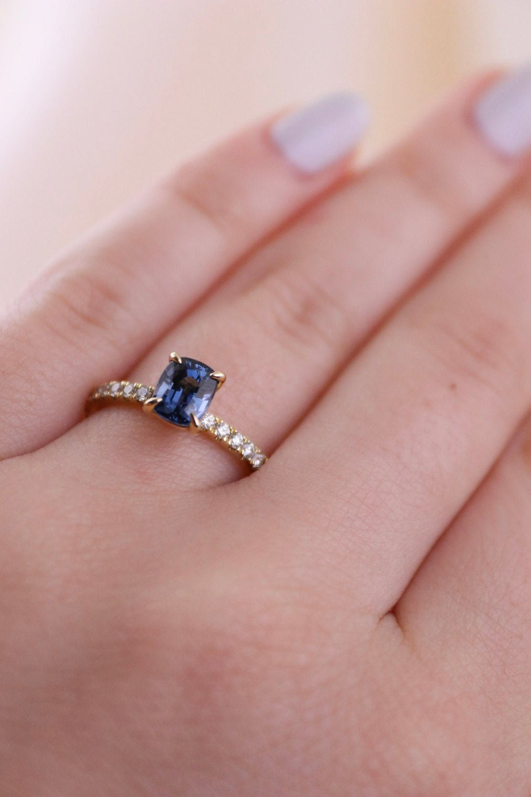 Sapphire x Micropave Diamond Engagement Ring - Kingdom Jewelry