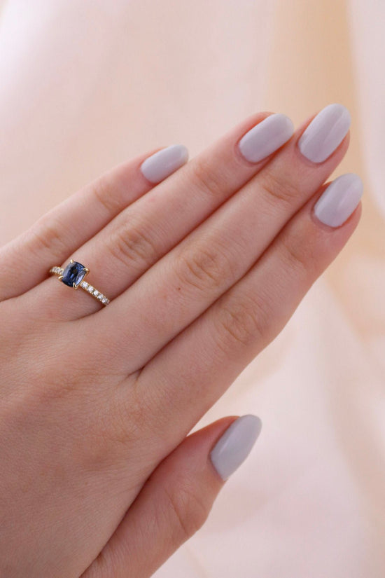 Sapphire x Micropave Diamond Engagement Ring - Kingdom Jewelry