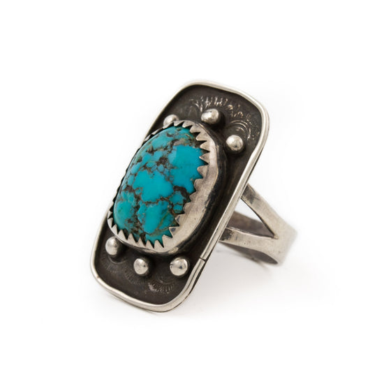 Scorched Blue Turquoise Ring - Kingdom Jewelry