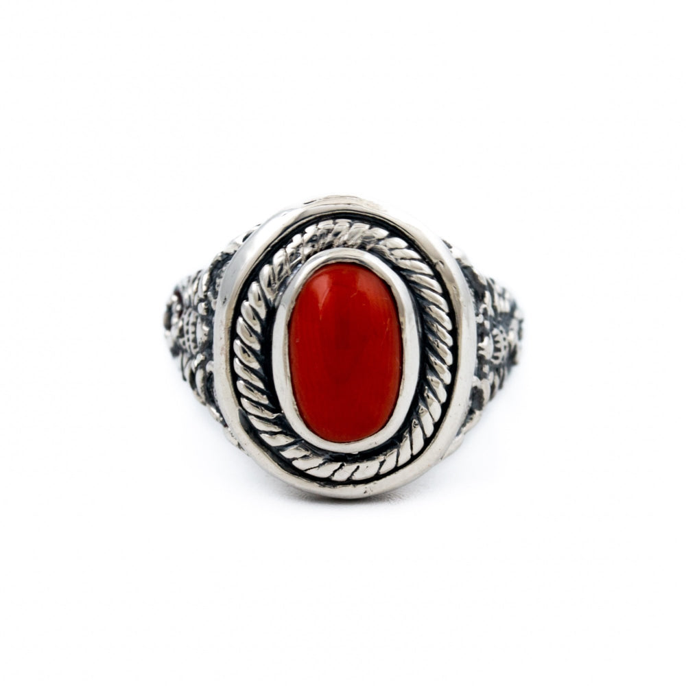 Scorpion Red Coral Ring - Kingdom Jewelry