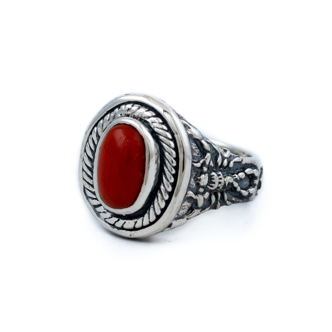 Scorpion Red Coral Ring - Kingdom Jewelry