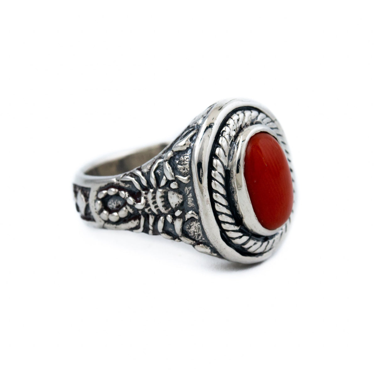 Scorpion Red Coral Ring - Kingdom Jewelry