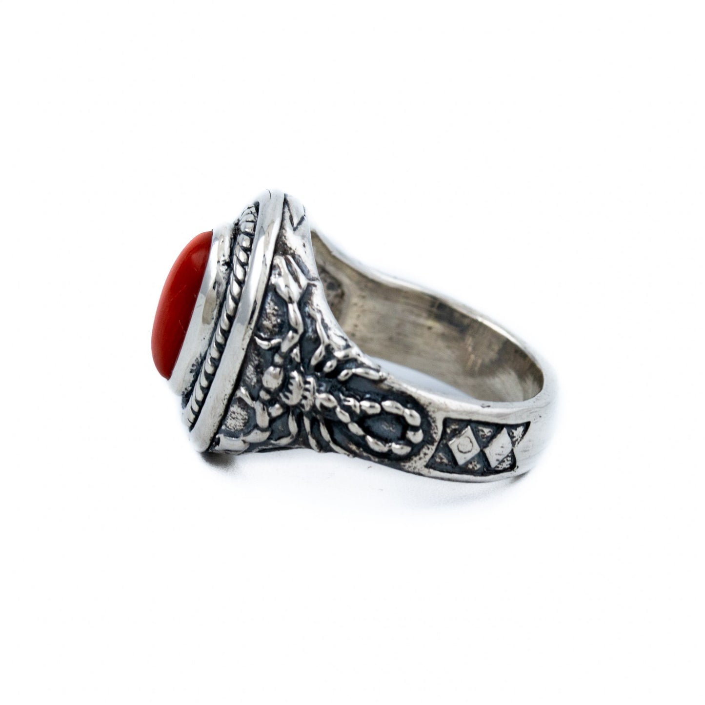 Scorpion Red Coral Ring - Kingdom Jewelry