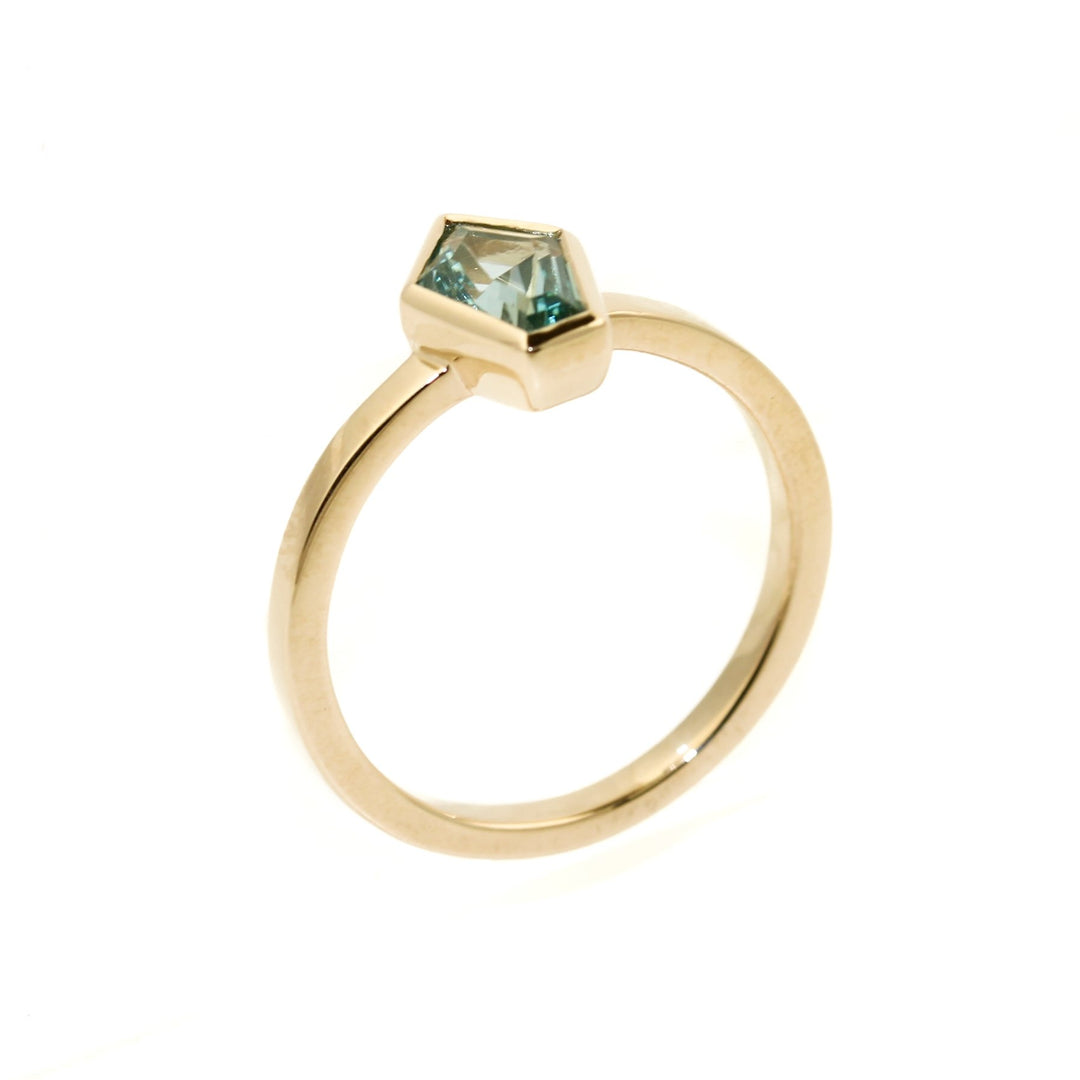 Shield Cut Aquamarine Ring in 14K Gold - Kingdom Jewelry