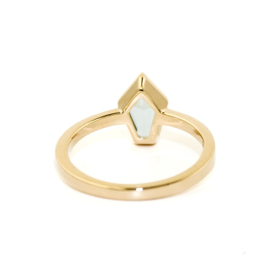 Shield Cut Aquamarine Ring in 14K Gold - Kingdom Jewelry