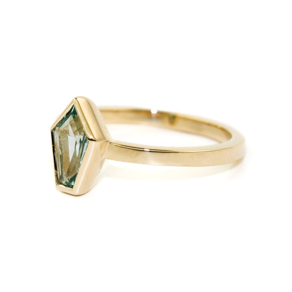 Shield Cut Aquamarine Ring in 14K Gold - Kingdom Jewelry