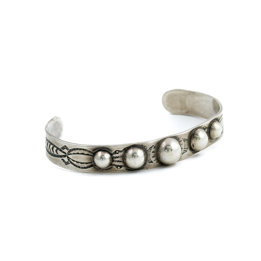 Silver 1940's Navajo Drop Row Cuff - Kingdom Jewelry