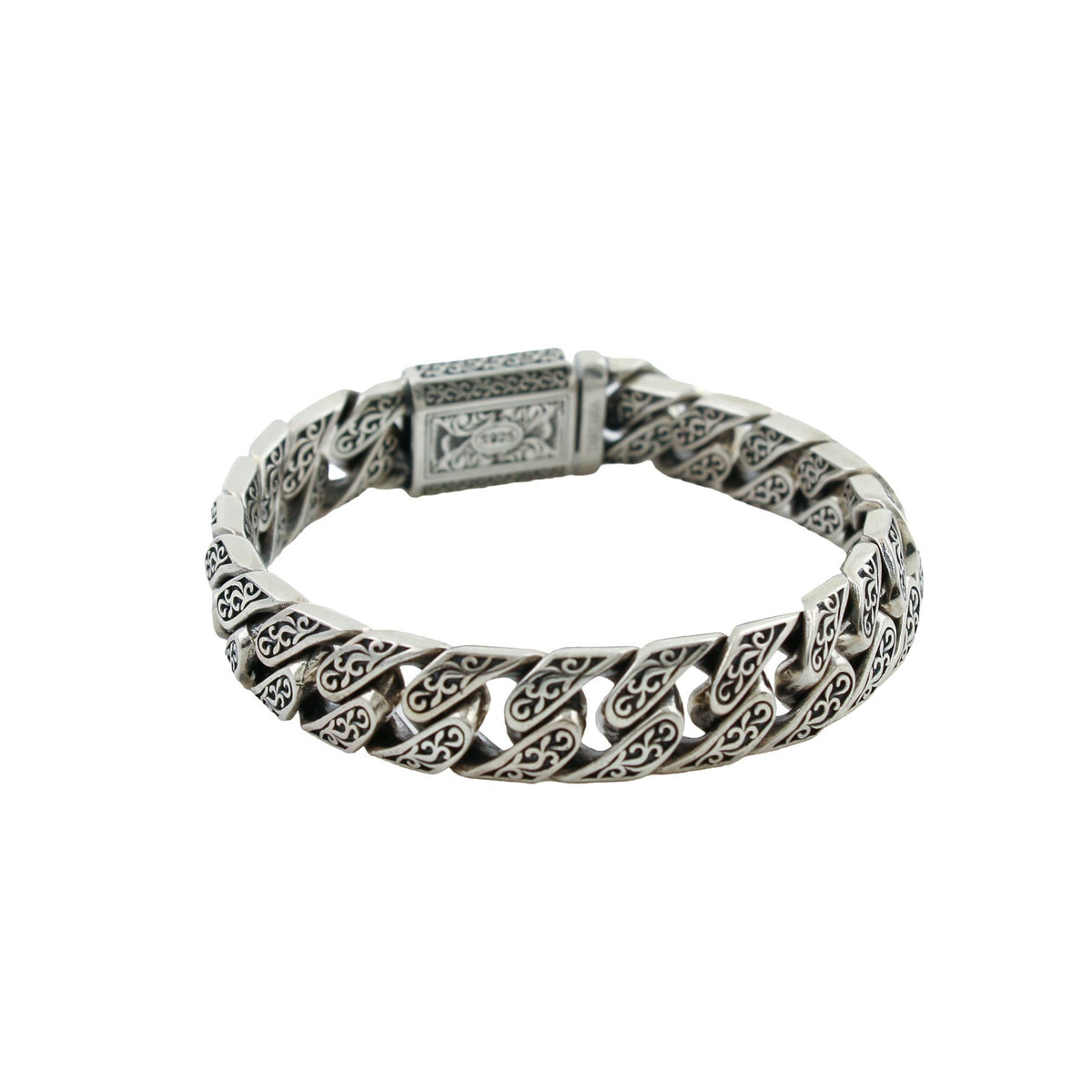 Silver "Acanthus" Miami Link Chain Bracelet - Kingdom Jewelry
