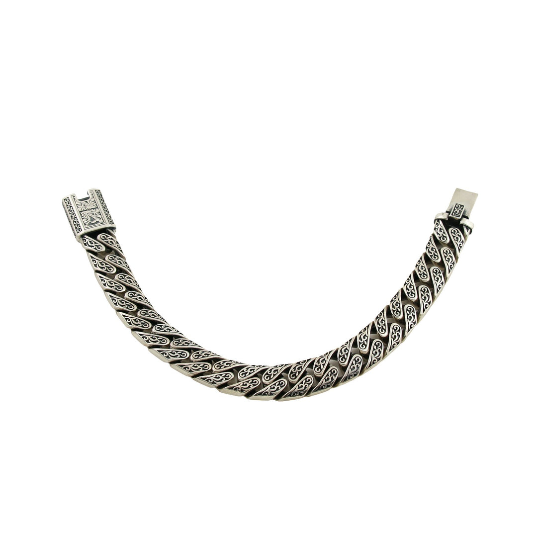 Silver "Acanthus" Miami Link Chain Bracelet - Kingdom Jewelry