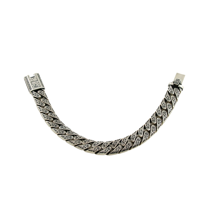 Silver "Acanthus" Miami Link Chain Bracelet - Kingdom Jewelry