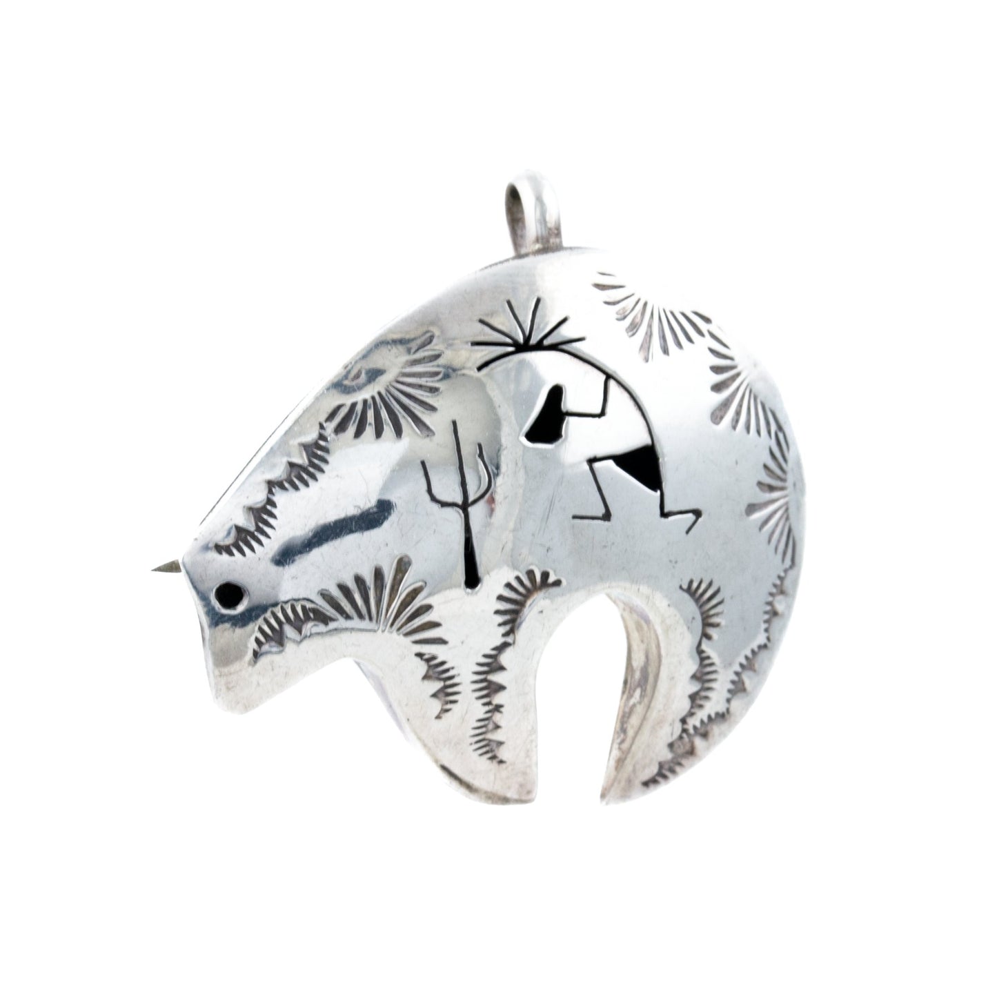 Silver Bear Kokopelli Hopi Pin - Kingdom Jewelry