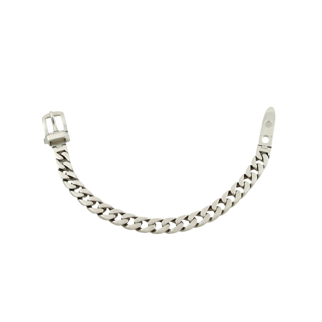 Silver "Belt Buckle x 8mm Curb Link" Chain Bracelet - Kingdom Jewelry