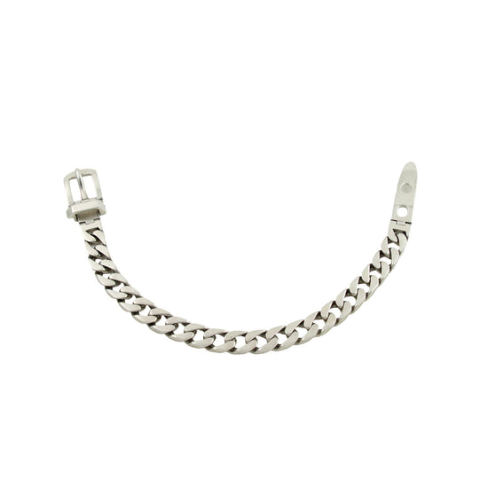 Silver "Belt Buckle x 8mm Curb Link" Chain Bracelet - Kingdom Jewelry