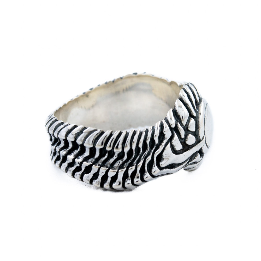 
                      
                        Silver "Biomech" Band Ring - Kingdom Jewelry
                      
                    