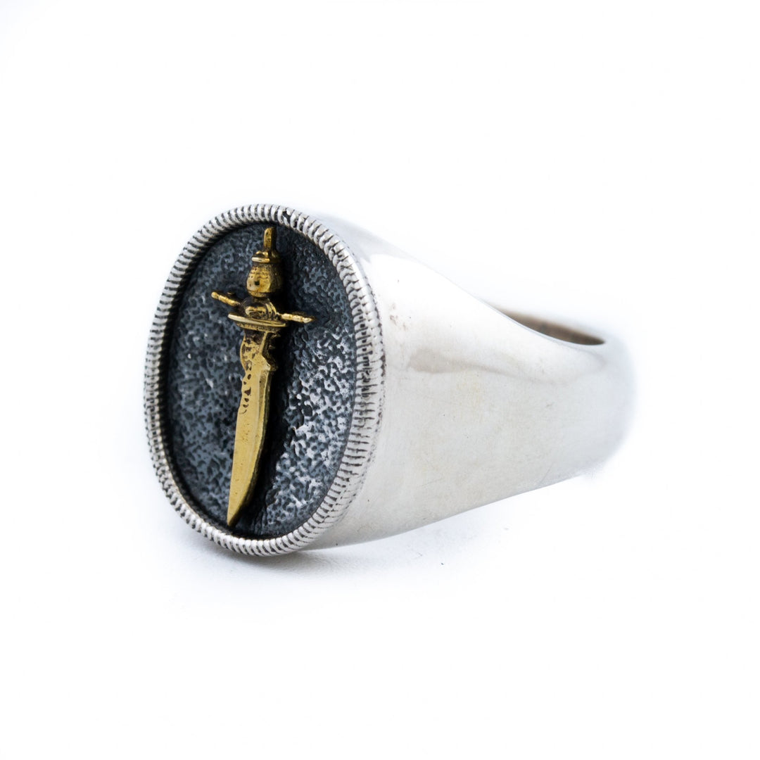 Silver & Brass "Cutlass" Signet - Kingdom Jewelry